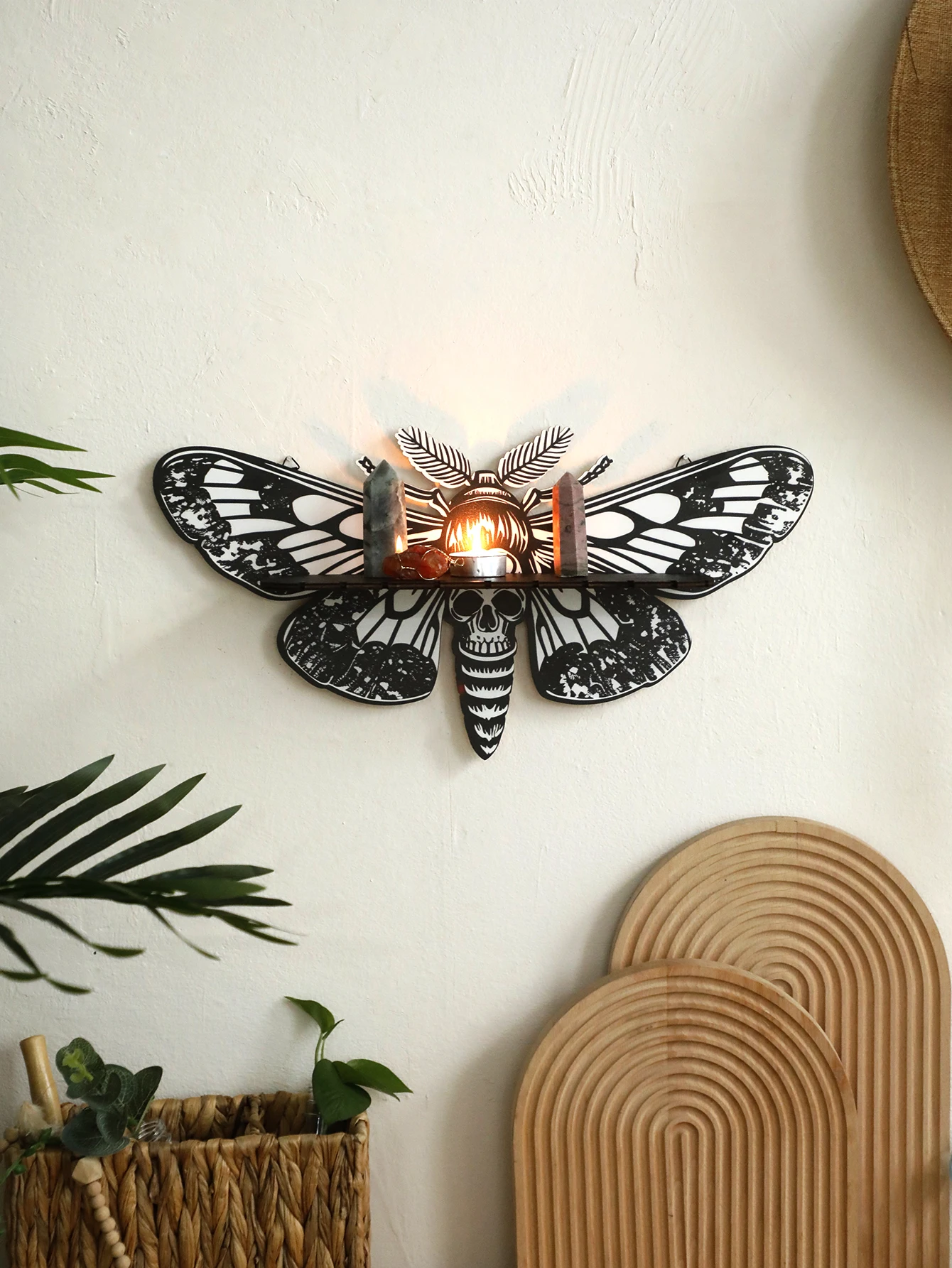 Halloween Crystal Shelf Display Dragonfly Butterfly Floating Wall Shelf for Halloween Party Wall Decorations Gothic Home Decor