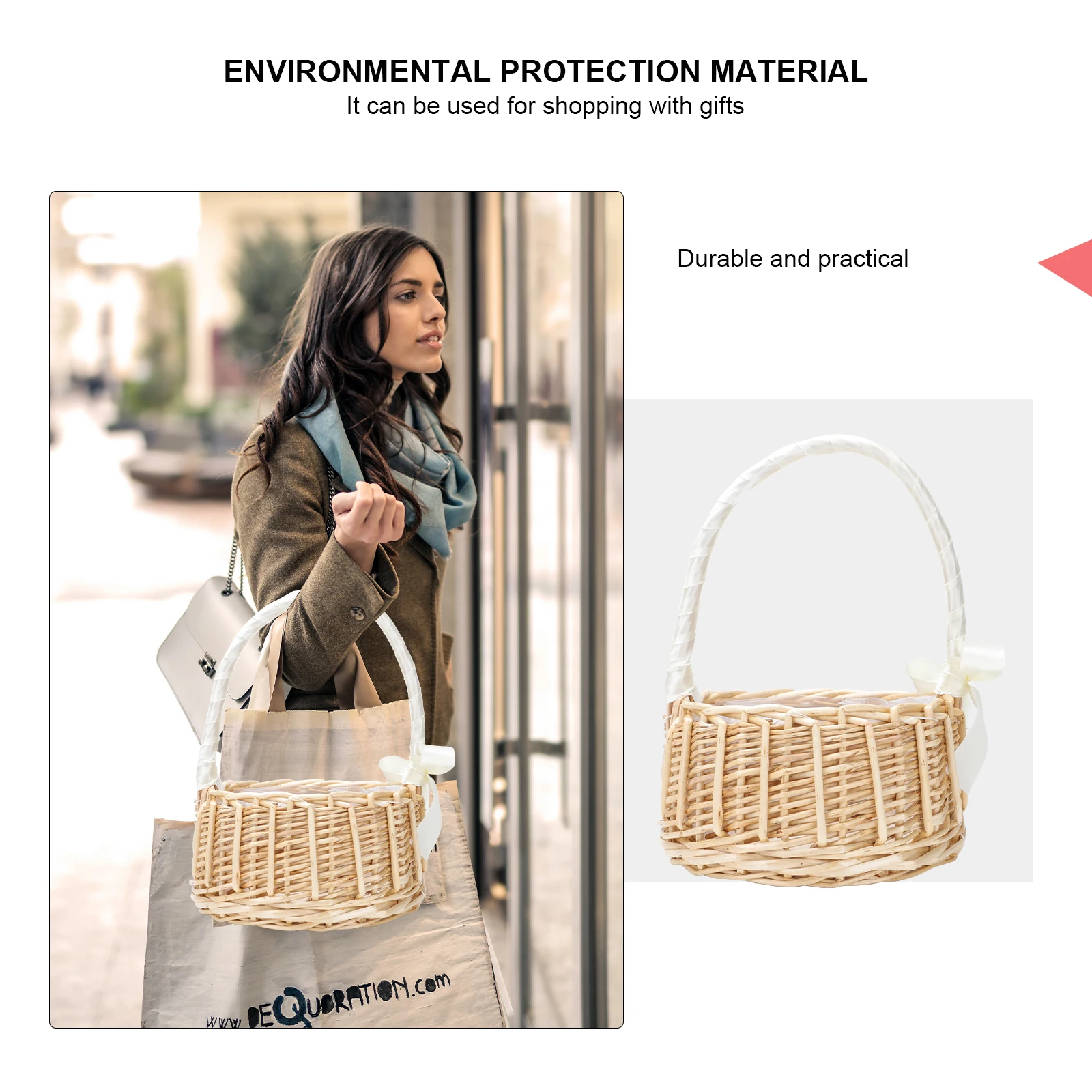

Handwoven Rattan Flower Lightweight Portable Storage For Home Office Bedroom Living Room Natural Woven Floral Container Mini Bow