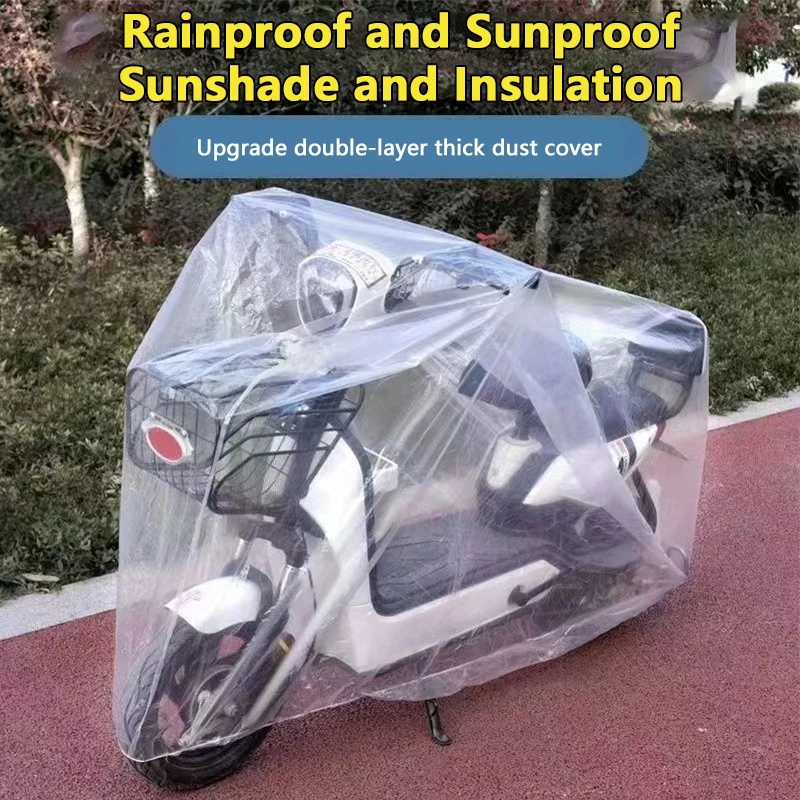 1 Pcs Disposable Transparent Plastic Motorcycle Bicycle Cover Waterproof Dustproof All Season Outdoor Rain Protection Protective