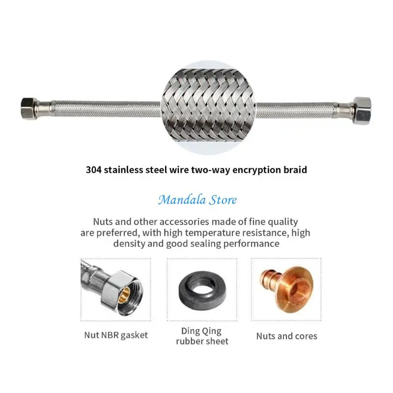 U2JC Stainless Steel Toilet Supply Line Flexible Toilet Connector 3/8inch to 1/2inch