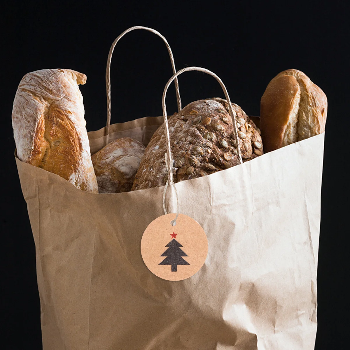200 pezzi di etichette di carta rotonde Kraft natalizie etichette appese etichette regalo per Natale compleanno progetti artigianali fai da te etichetta di elementi natalizi