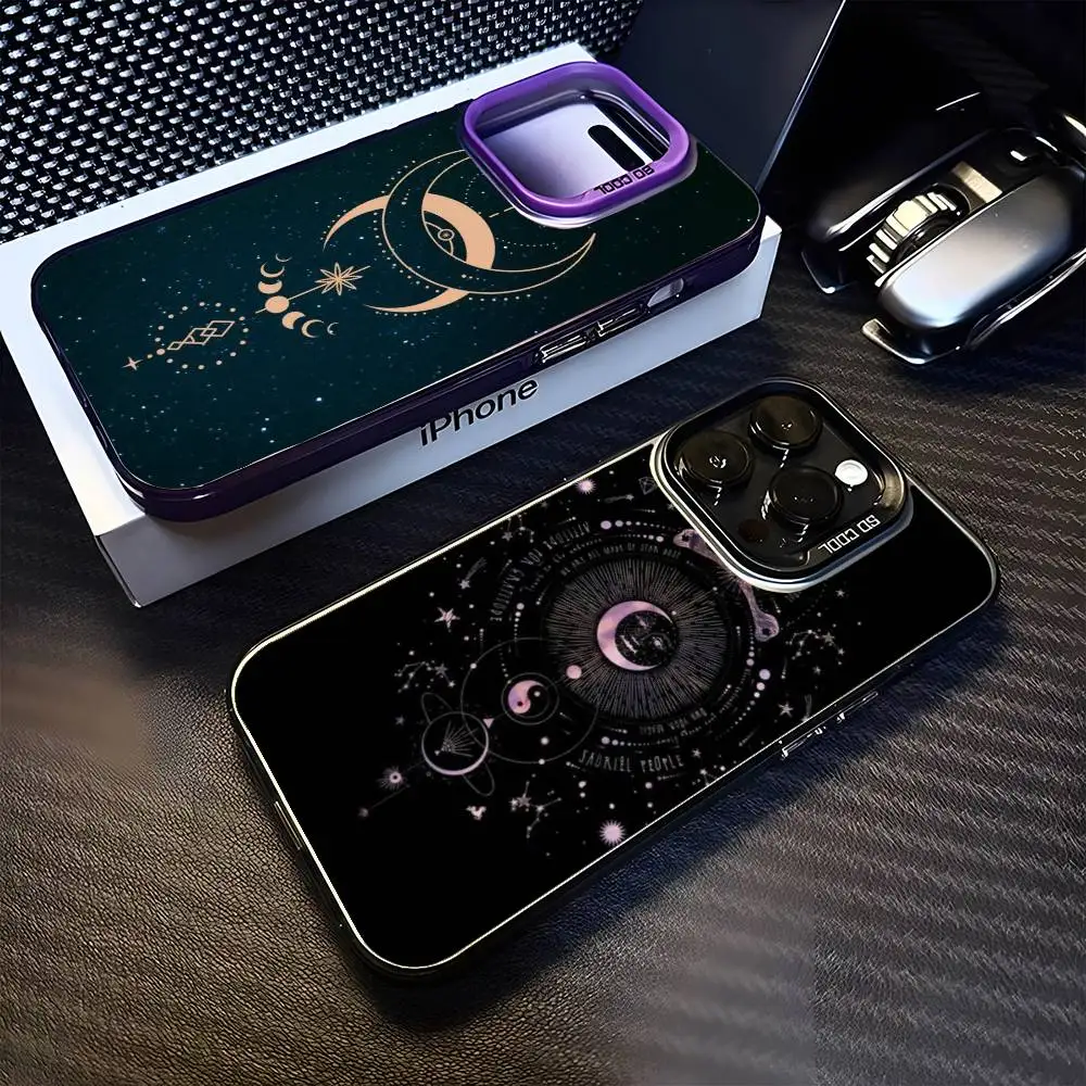 

Stars and moon retro lines mysticism Phone Case For iPhone17,16,15,14,13,12,11 Plus,Pro Max Purple Matte Shockproof Cover