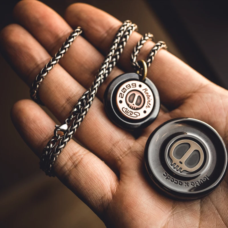 LAUTIE925 Silver Titanium Alloy Stainless Steel Men's Cuban Necklace Collarbone Chain EDC Portable Toy