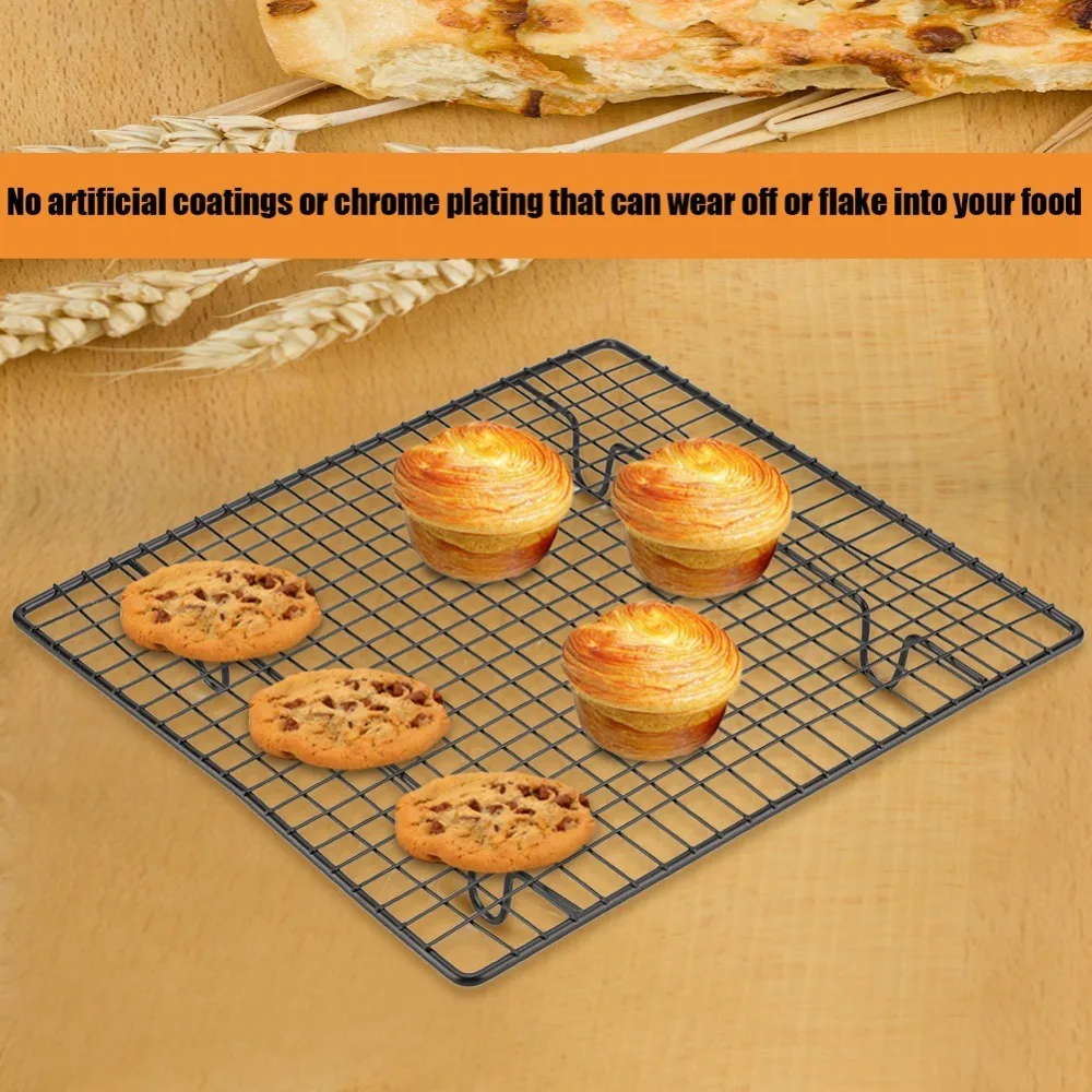 Carbon Steel Cooling Rack Rectangular Mesh Design Wire Baking Rack Non Stick Even Airflow Roasting Rack Cookie Cake Daily Use