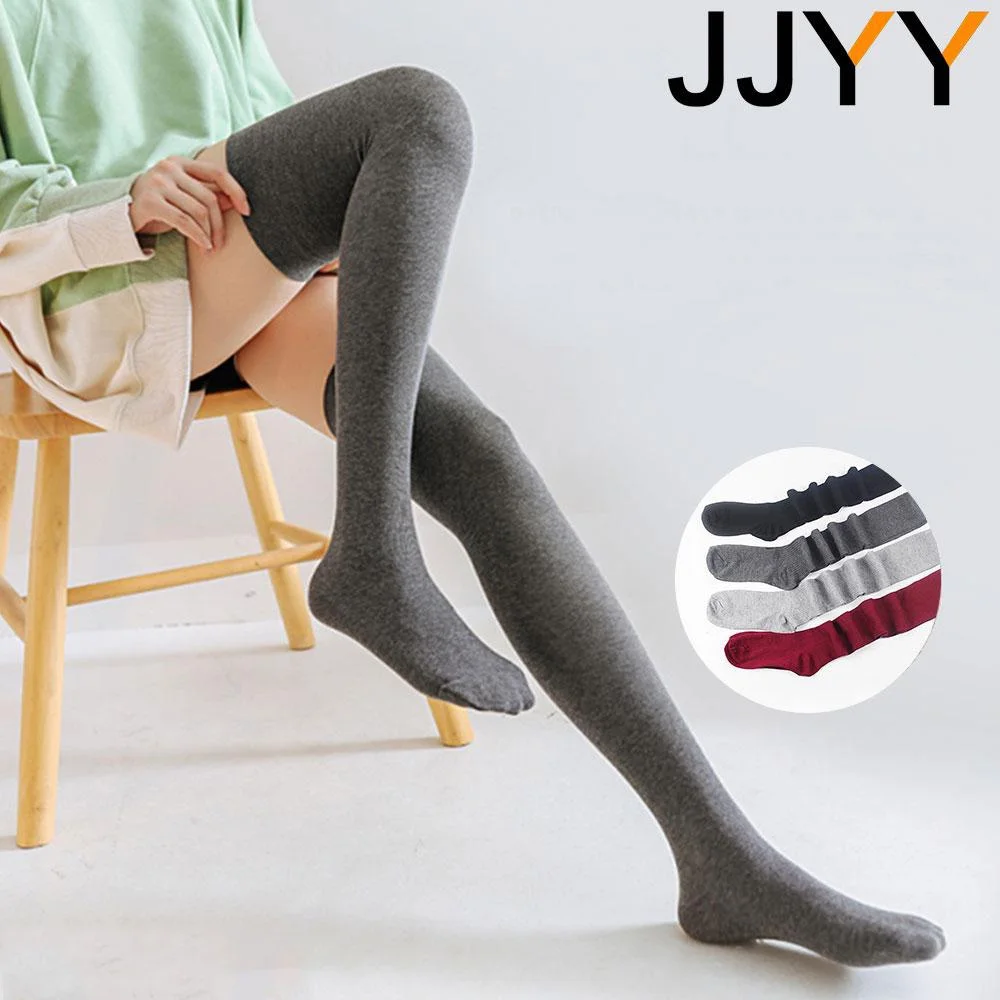 Vertical Stripes Over The Knee To Show Thin Korean Version Pile Socks Warm Solid Color Long Tube Cotton Women's Socks