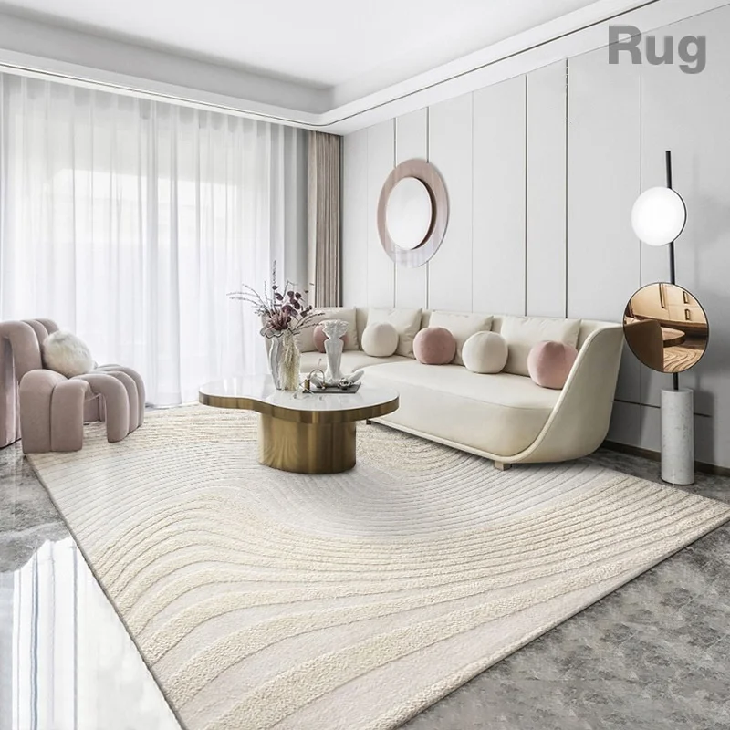 Luxury Wool Blend Center Rug For Living Room Home Villa Carpet For Bedroom Cream Style Thickened Coffee Table Floor Mat