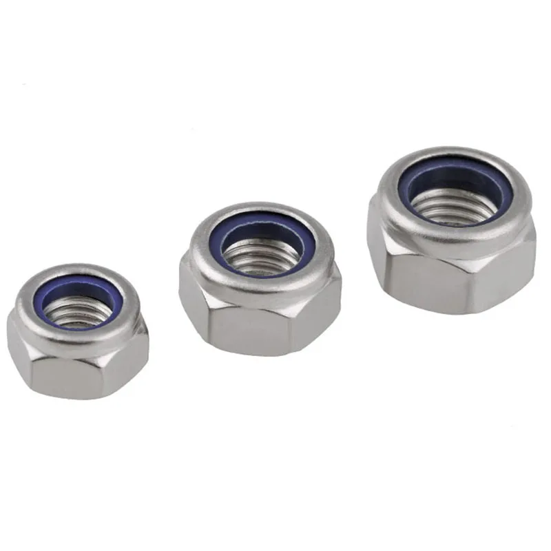 M2 -M10 M12 M14 M16 M18 M20 M22 M24 304 Stainless Steel Nylon-Insert Locknuts Self-locking Hex Nut  Locknut Slip Lock Nut image 4