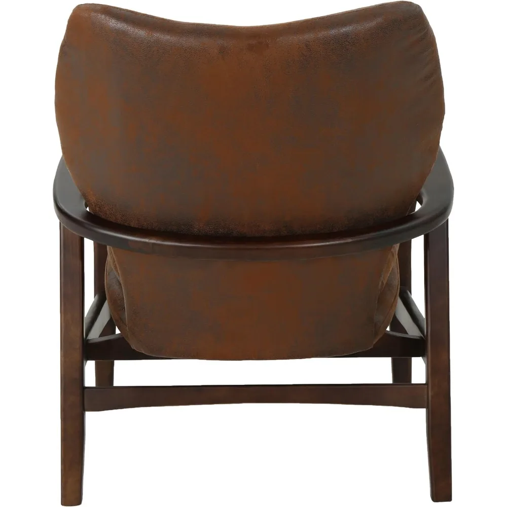 Haddie Mid Century Modern Fabric Club Chair, Brown and Dark Espresso, 31.25D x 26.25W x 32.75H Inch