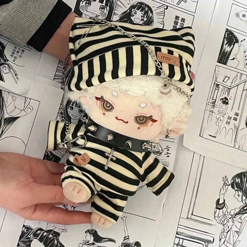 20cm cotton doll clothes, prison clothes, striped hat and pants set, handsome doll clothes, no attributes