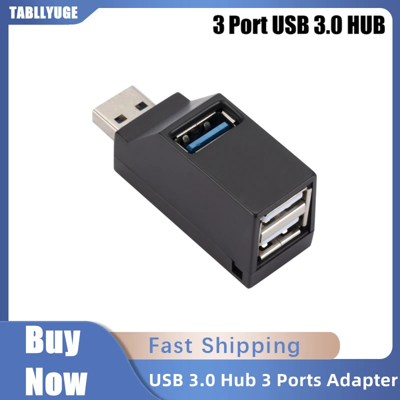 

USB 3.0 HUB Adapter Portable Extender Mini Splitter Box 1 to 3 Ports High Speed USB 2.0 For PC Laptop U Disk Card Reader