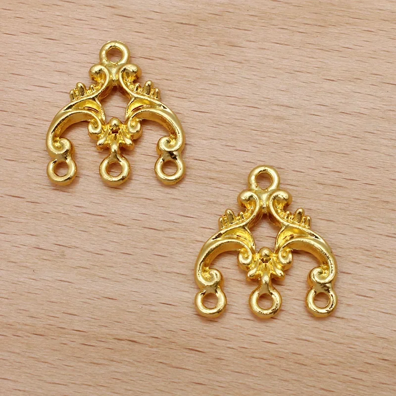 2022 New 19*31mm 10pieces/bag Zinc Alloy Flowers Lamp Shape Charms Connectors Pendants for Girls Earrings Jewelry Accessories