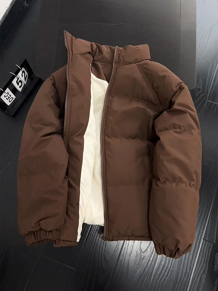 

Мужская утепленная зимняя хлопковая куртка с воротником-стойкой, свободного кроя, на молнии, в городском стиле, для пар, повседневная, модная