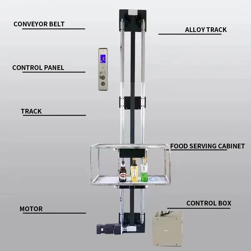 Simple, Compact Food Service Elevator for Restaurants Kitchen Tray-Style Hotel Food Service Elevator (Customized)