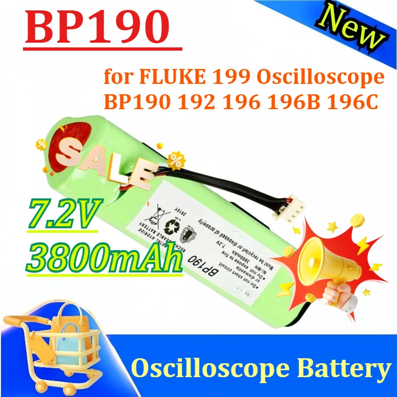 

7.2V 3800mAh for FLUKE 199 Oscilloscope, BP190 192 Ni-MH Rechargeable Battery