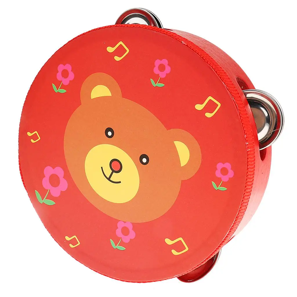 Hand Bell Wooden Tambourine Percussion Toy Mini Drum for Kids Music Play Preschool Learning view 2