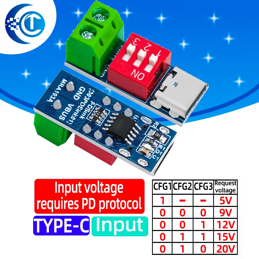 USB Type-C PD/QC Fast Charging Trigger Module 12V Decoy Board Power Delivery Boost Module