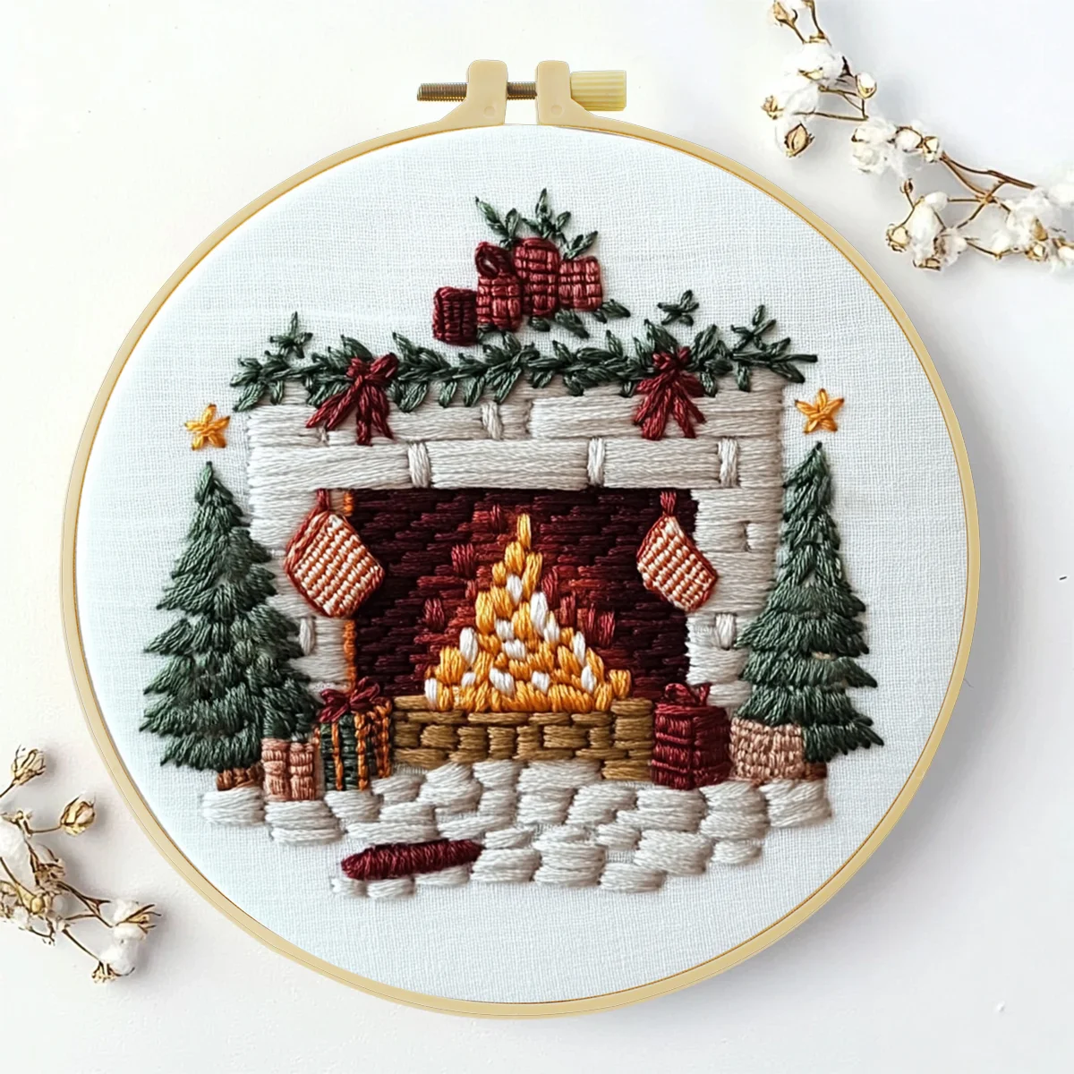 Weihnachtsbaum, 1 Stück 20X20CM/15X15CM 7,87/6,3 Zoll Stickerei-Starter-Kit DIY-Kit Heimdekoration, Stickerei-Kit – Detail 2