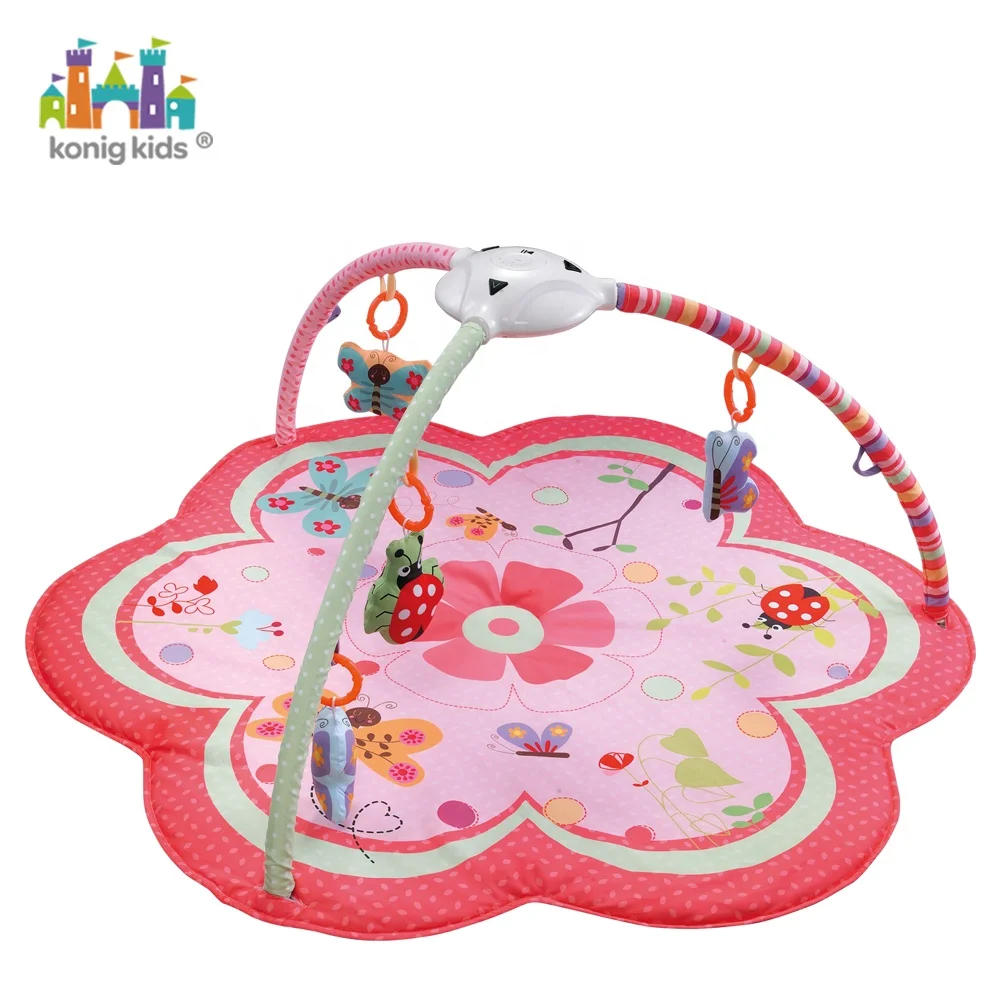 Konig Kids Baby Foldable Play Mat Gym Toy With Projection Music Pink Flower Baby Play Mats Baby Playing Mat