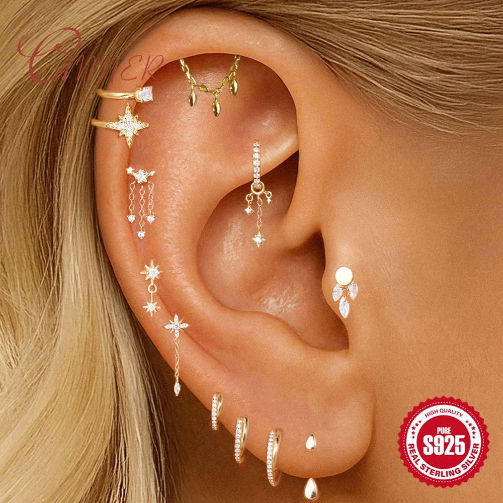 CANNER 1PC S925 Silver Octagonal Zircon Stud Earrings Elegant and Shiny Exquisite Jewelry for Party and Gathering Gifts