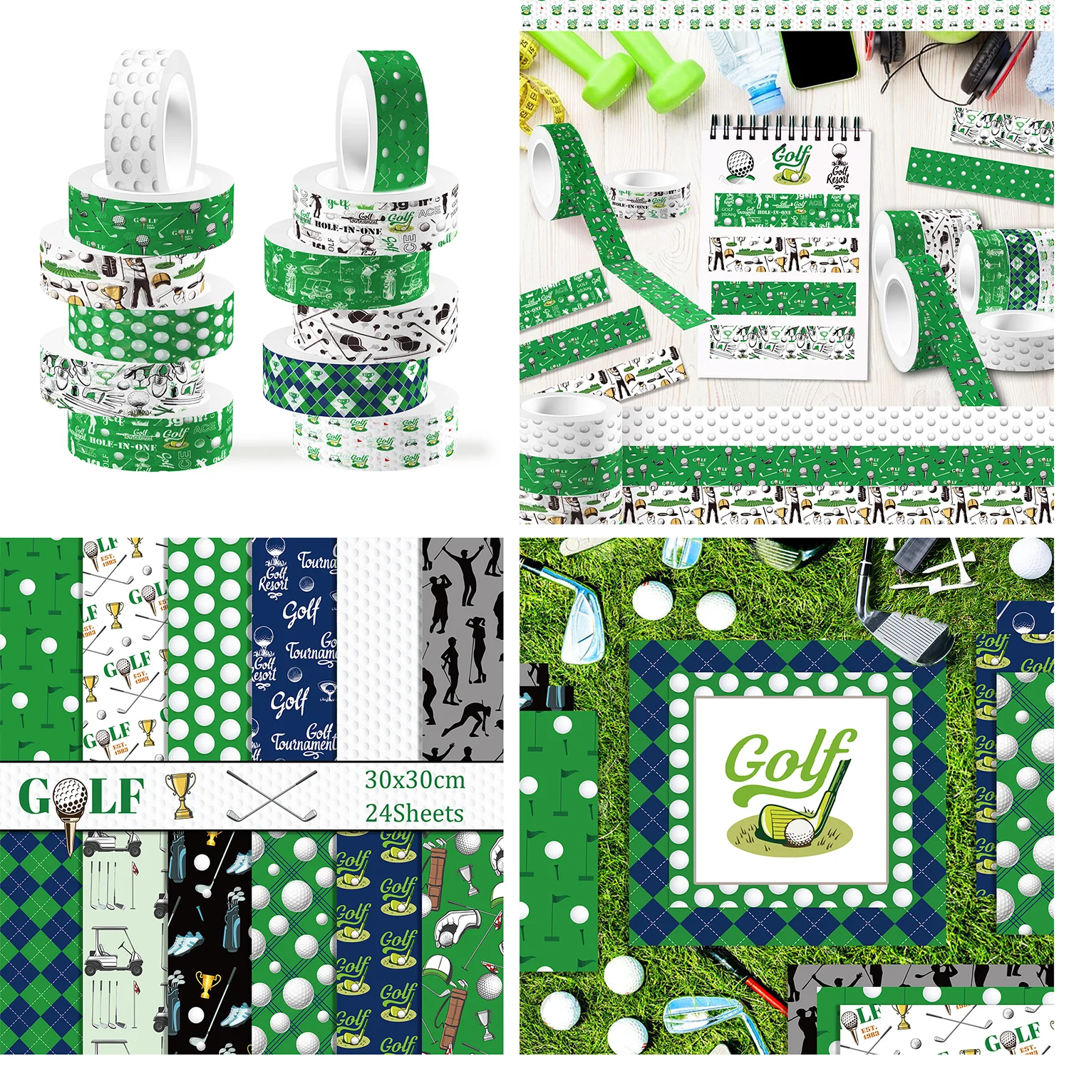 Washi-Tape mit Golf-Motiv und Scrapbooking-Papier, Origami-Kunst, Hintergrundpapier, Kartenherstellung für Geburtstag, DIY, Basteln, Fotoalbum, Dekoration