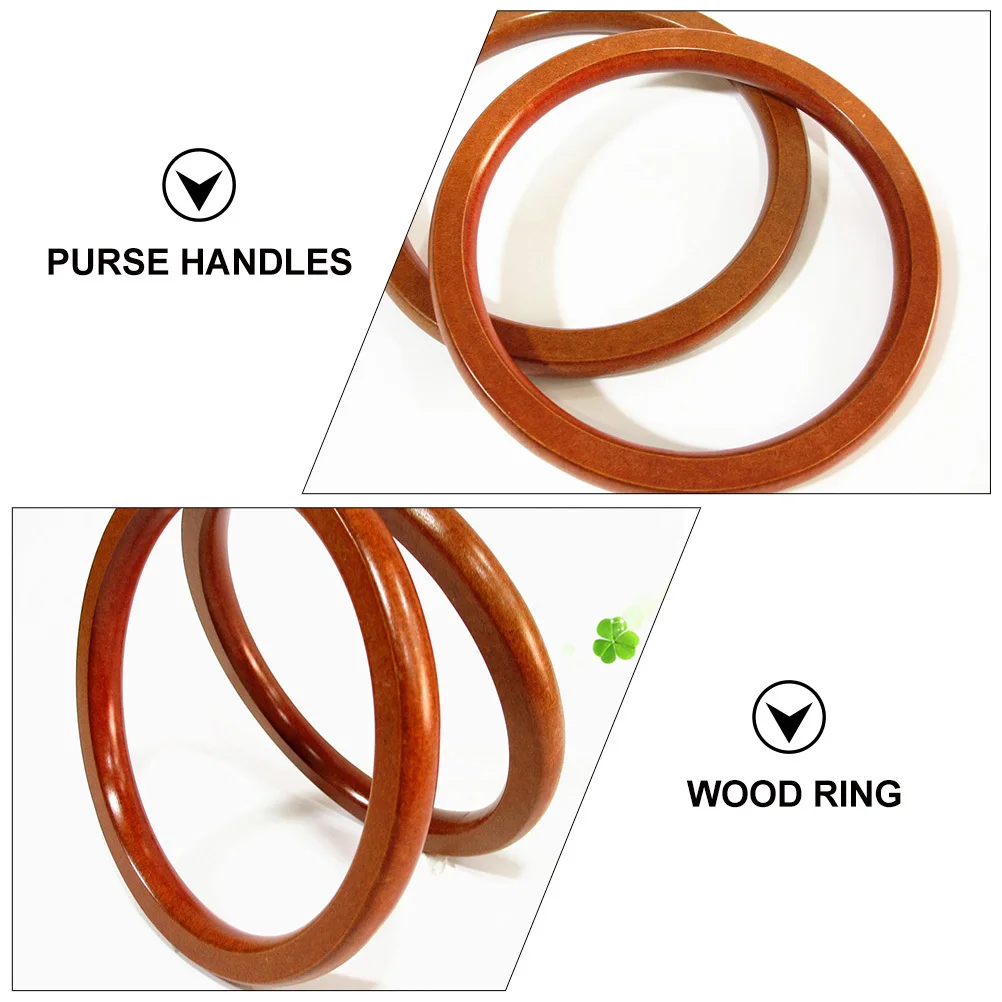 

2Pcs Wooden Circle for Handbag Natural Wood DIY Craft Rings Smooth Round Handles Replacement for Straw Bag Accessories