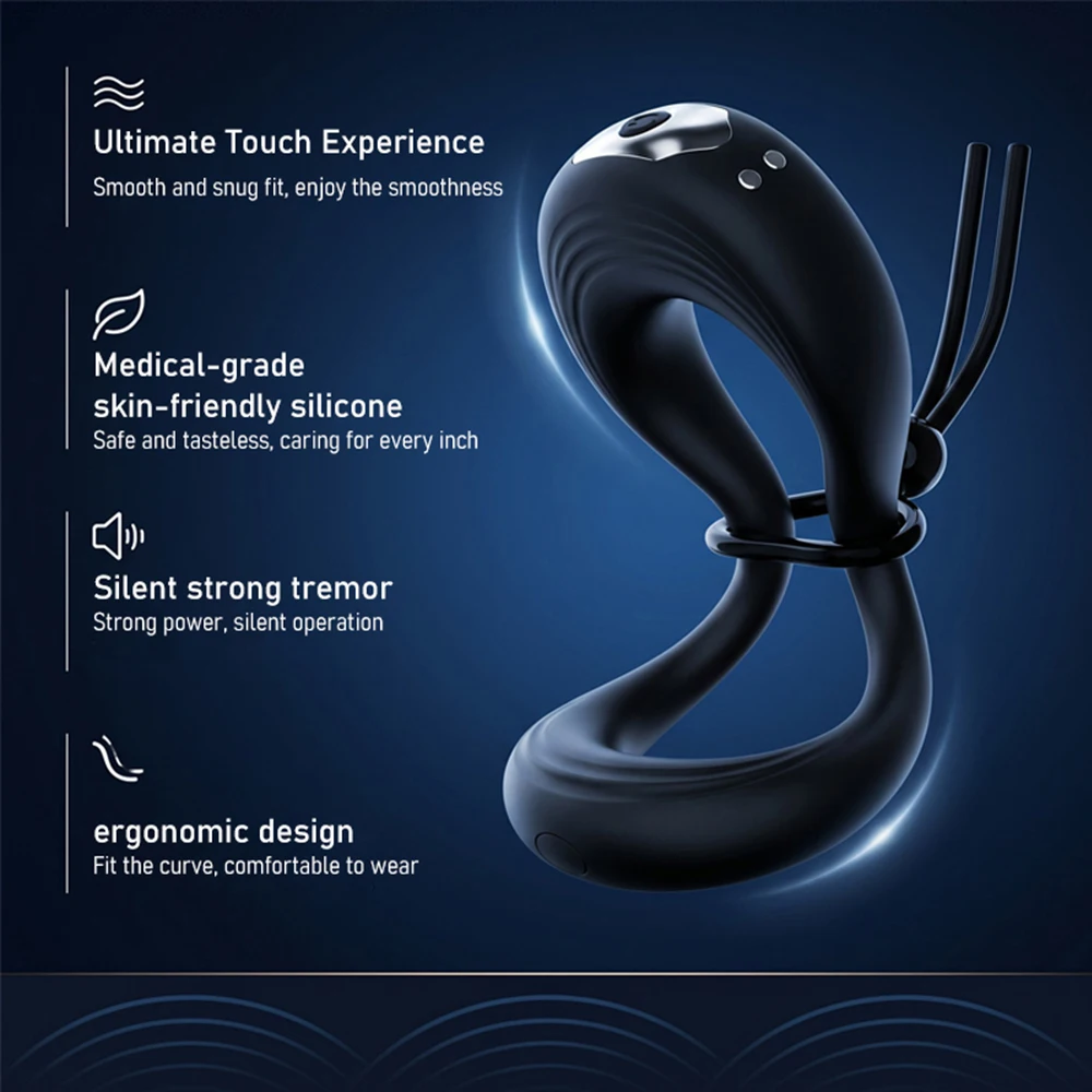 Adjustable Vibrating Cock Ring Sex Toys for Men Penis Ring Vibrator with 10 Vibrations Erection Adult Male Sex Toy for Couple