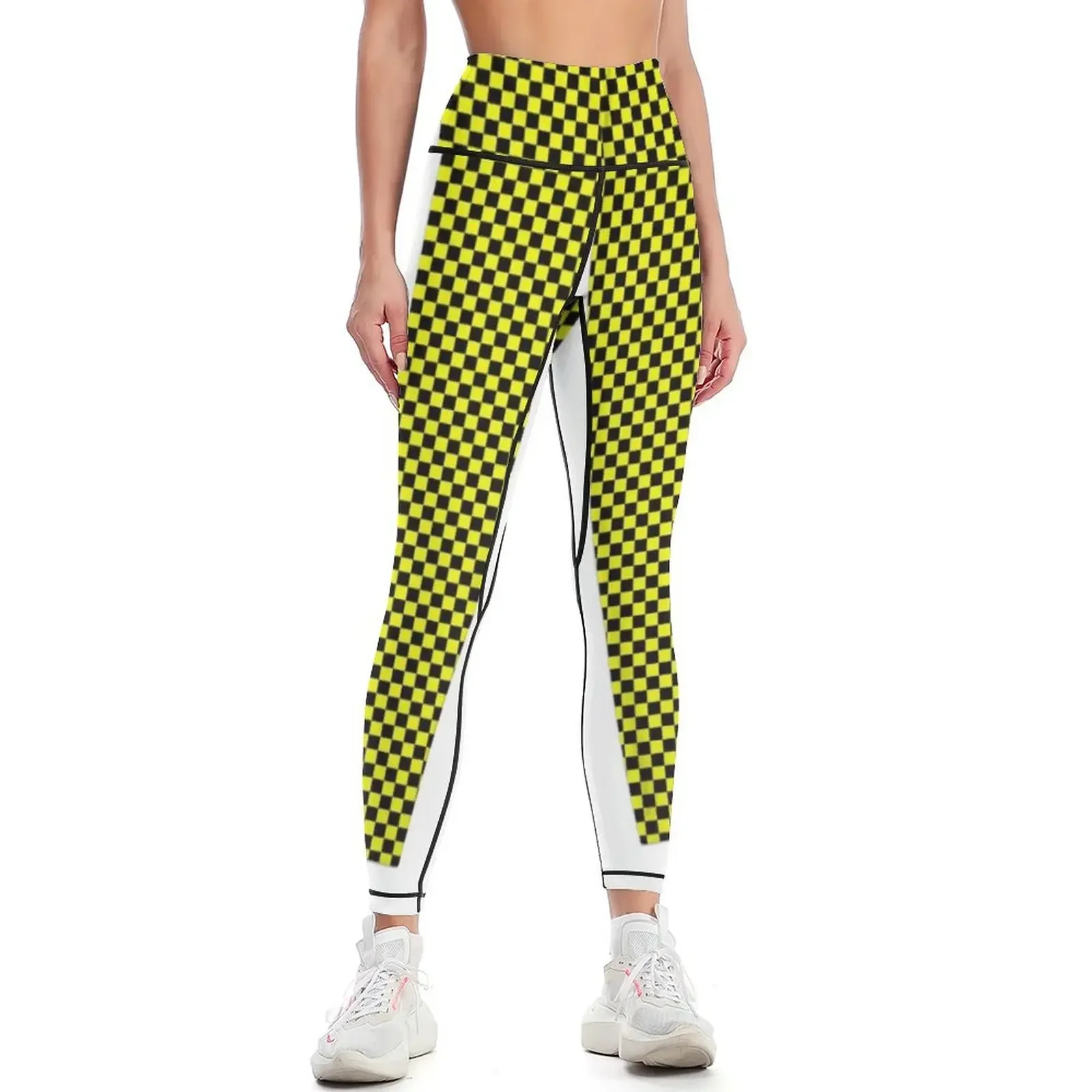

Yellow Checkered Leggings Sportswear woman gym Clothing fitness sport legging Women's sports pants Womens Leggings