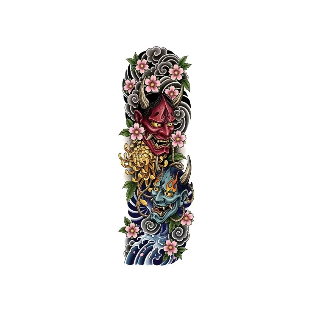 Japanese Demons Arm Sleeve Tattoo Sticker Koi Fish Flower Japanese Style Temporary Tattoos Geisha Dragon Water Transfer Tattoo