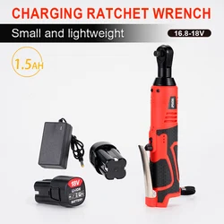 18V Cordless Electric Screwdriver Wrench 3/8 Inch Right Angle Ratchet Wrench Impact Drill to Removal Screw Nut Car Repair Tool