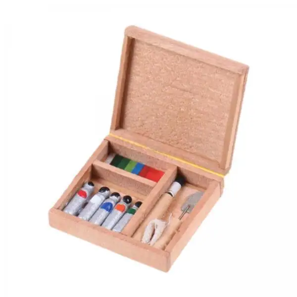 

Dollhouse Painting Tool Set Mini Paint Box 1 12 Scale Wooden Furniture Decoration for Bedroom Living Room