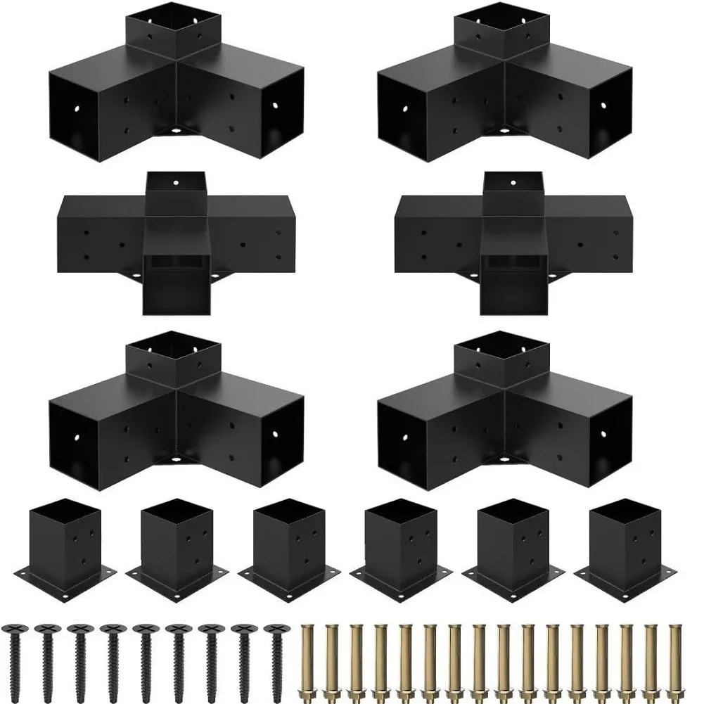 

Gazebo Brackets Kit with 3-Way Brackets Outdoor Pergola Hardware Kits Includes Screws for Gazebos Patio Pergolas Log Cabin