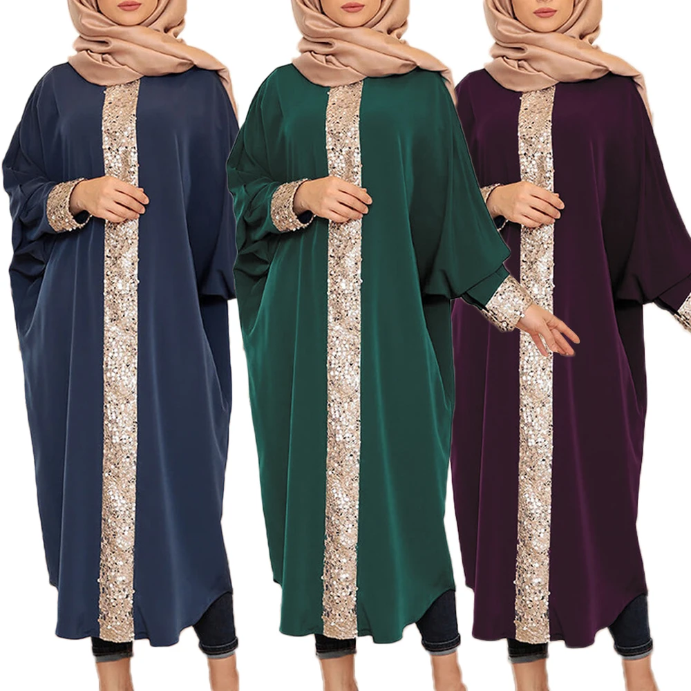 

Eid Party Sequins Muslim Women Abayas Loose Long Maxi Dress Turkey Arab Kaftan Ramadan Islam Dubai Gown Moroccan Jalabiya Caftan