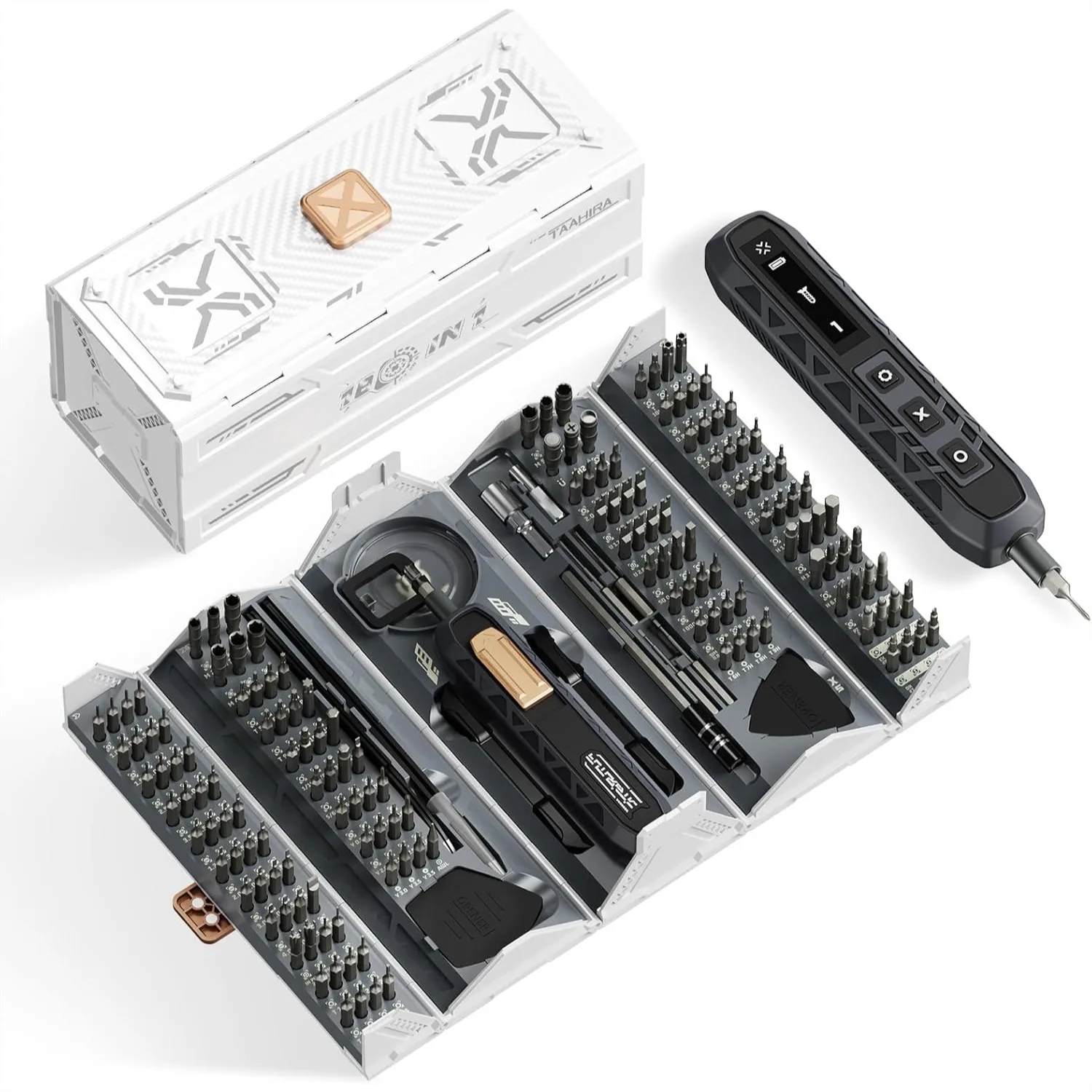 

Electric Screwdriver Kit, 181 in 1 Mini Precision Set with 162 Magnetic Bits, 3 Torque Settings for Phone Laptop Repair