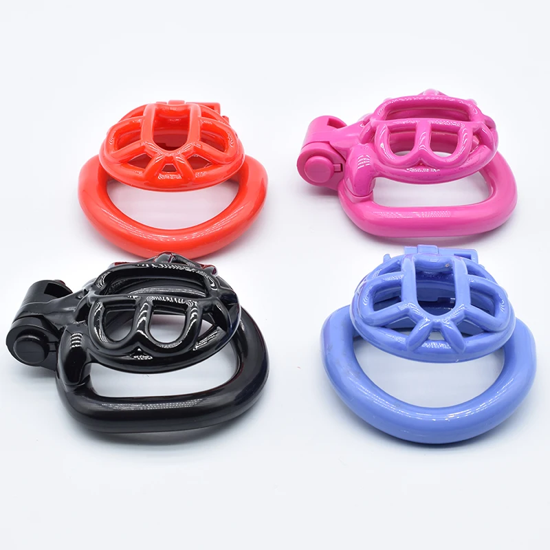 FRRK 3D Print Kink Lightweight Chastity Cage for Male Femboy Training Cock Lock with 4 Plastic Penis Rings Couple Sex Toys