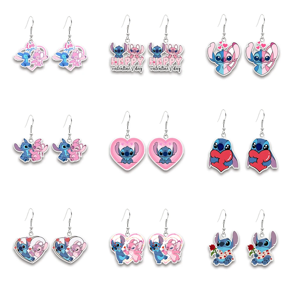 

Valentine's Day Disney Stitch Angel Cartoon Pendent Earrings Cute Design Earrings Women Girl Jewelry Gift Accessories Hotsale