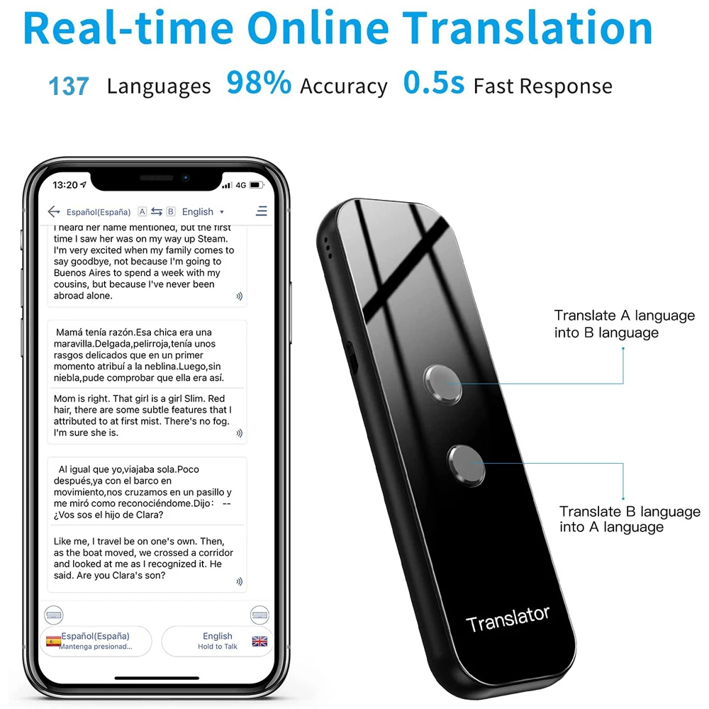 Portable Audio Translator 137 Language Smart Translator Offline In Real Time Smart Voice AI Voice Photo Translation Device