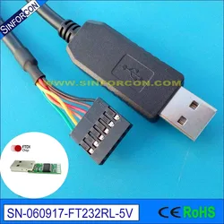 FTDI TTL 232R 3V3 USB UART Logic Level 6P 0.1 for BBB MCU PLC Galileo Development Board USB Serial Debugger Cable TTL-232R-5V