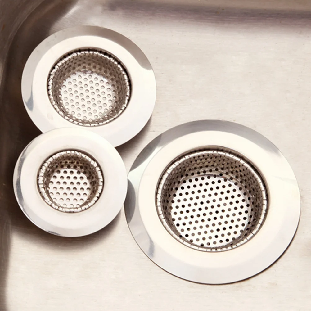 

4pcs Stainless Steel Drain Strainer For Kitchen Bathroom Floor Sink Filter Cover Leak Proof Sewer Guard Hair Catcher Tub