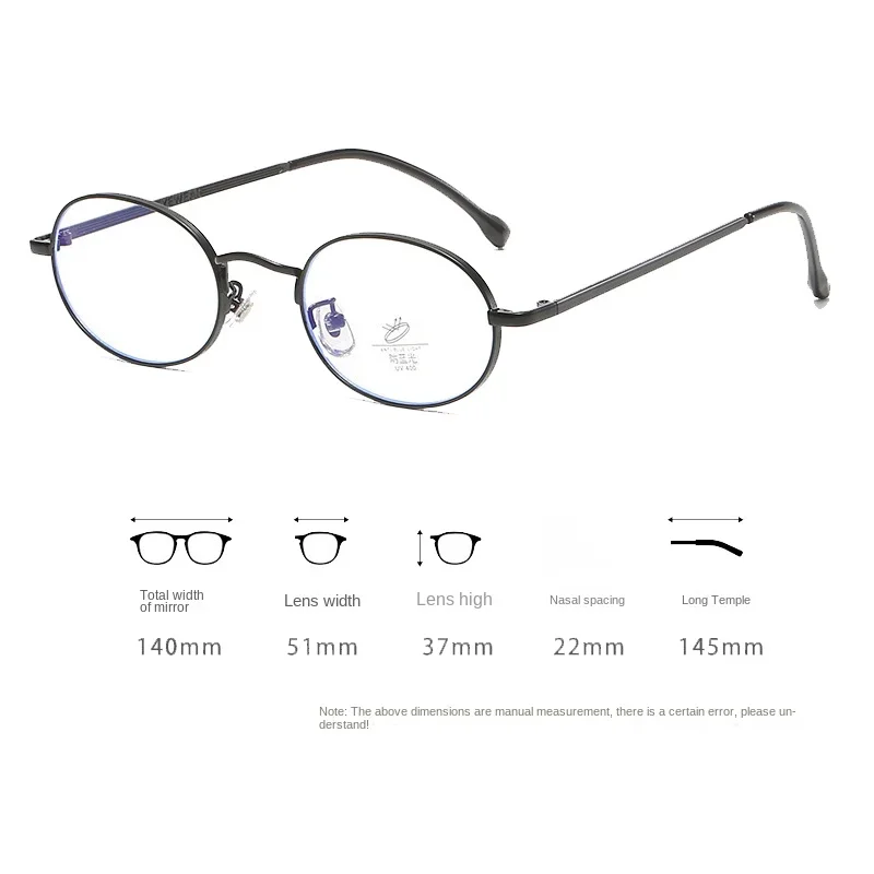 

Vintage Anti-Blue Light Glasses Women's Oval Metal Frame Brand Designer Fashion Y2K Woman Metal Optical Frames Computer Glasses