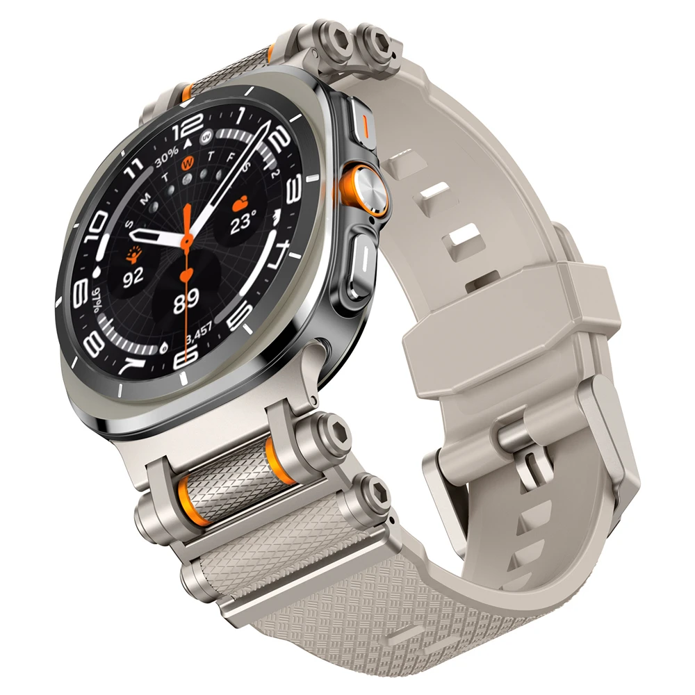 حزام لساعة سامسونج جالاكسي 7 الترا ديستني جير، موصل معدني دوار لتخفيف الضغط، حزام ساعة سيليكون