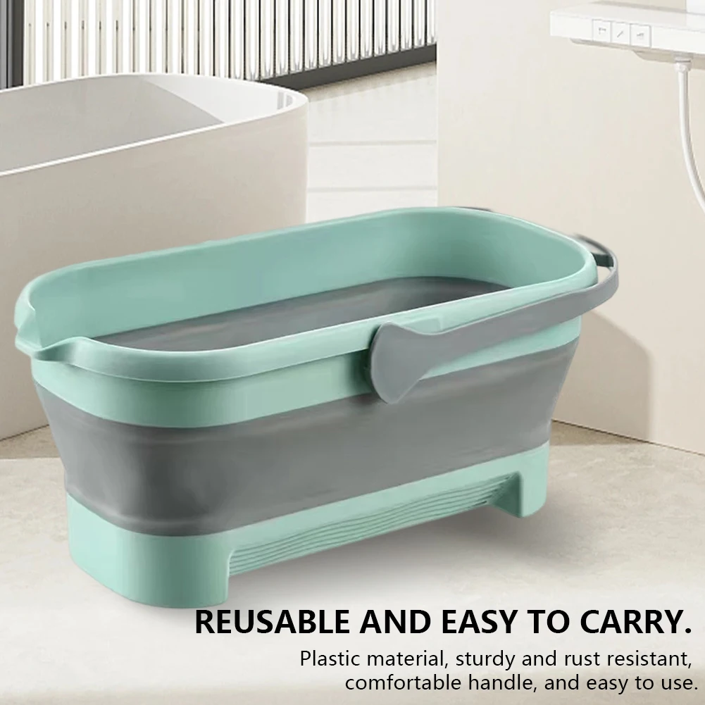 Portable Mop Bucket Foldable Laundry Basket With Wheel Folding Water Basin Household Item For Washing Fishing Camping Basin