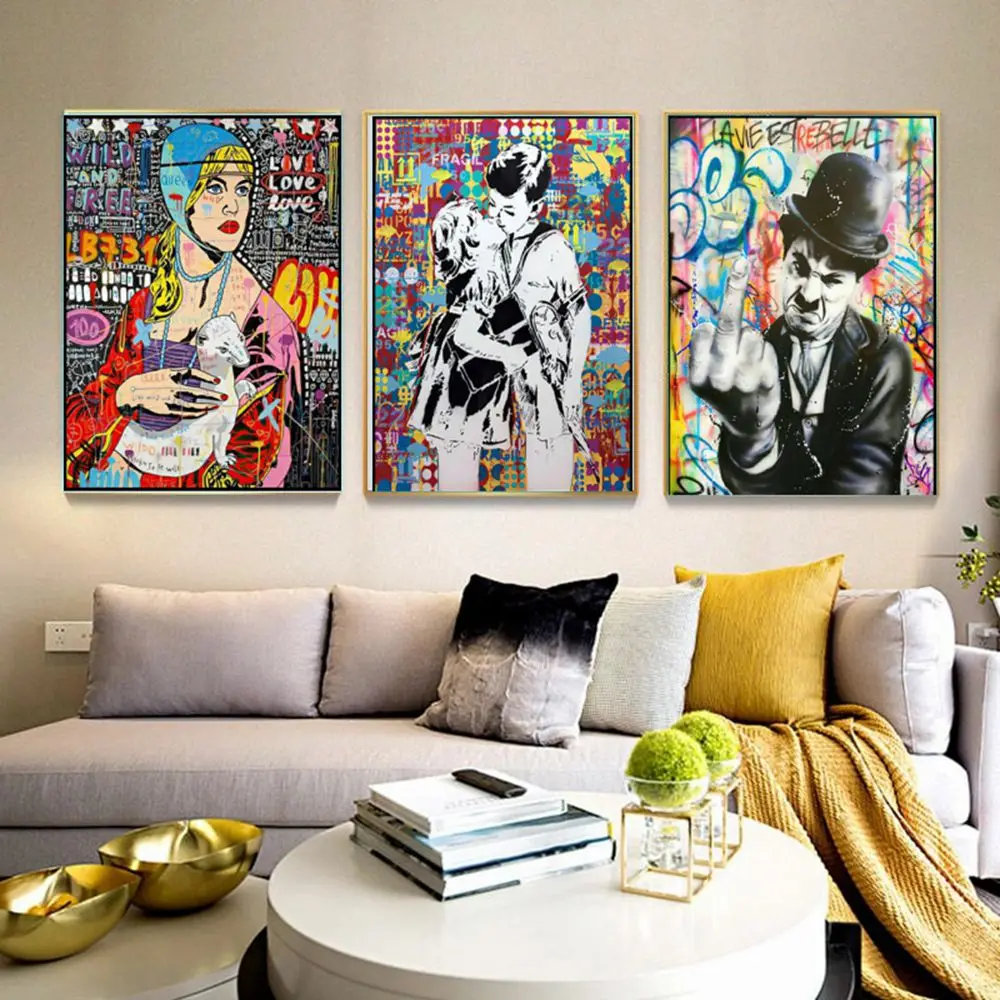 Fairy Dust AB Banksy Graffiti Diy Diamond Painting Nordic Pop Style 5D Poster Kits Gift Living Room Wall Art Drill Home Decor