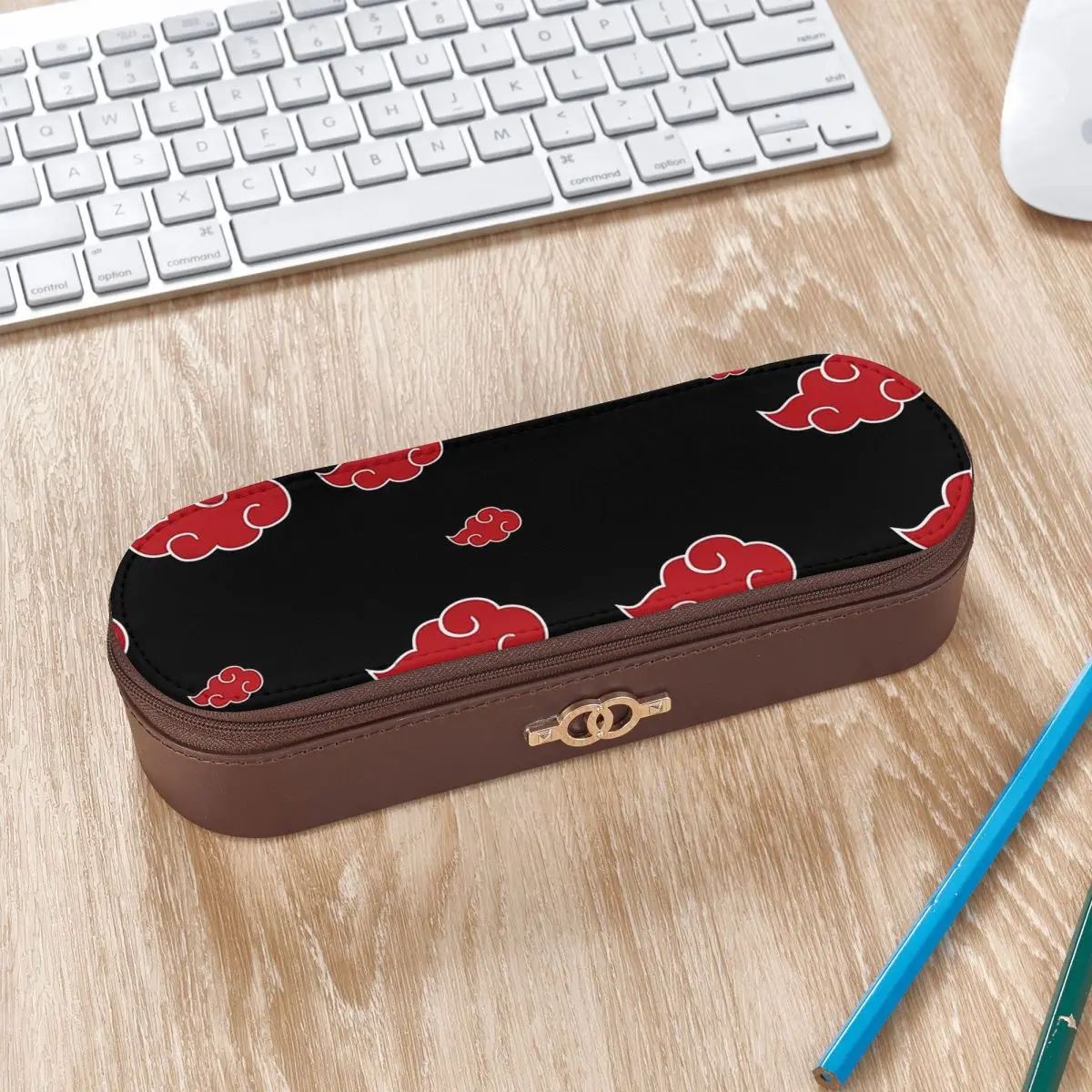 Black And Red Cloud Leather Pencil Cases Pencil Pouch Storage Stationery Supplies Pen Box Pencil Bag for Boy Girl Gifts