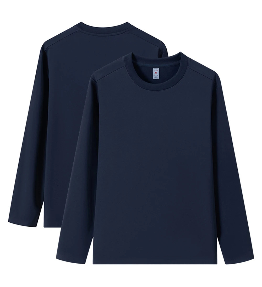 قميص طويل الأكمام برقبة دائرية للرجال لخريف وشتاء 2025 جديد كلاسيكي مريح متعدد الاستخدامات كاجوال بسيط عصري بطبقة أساسية