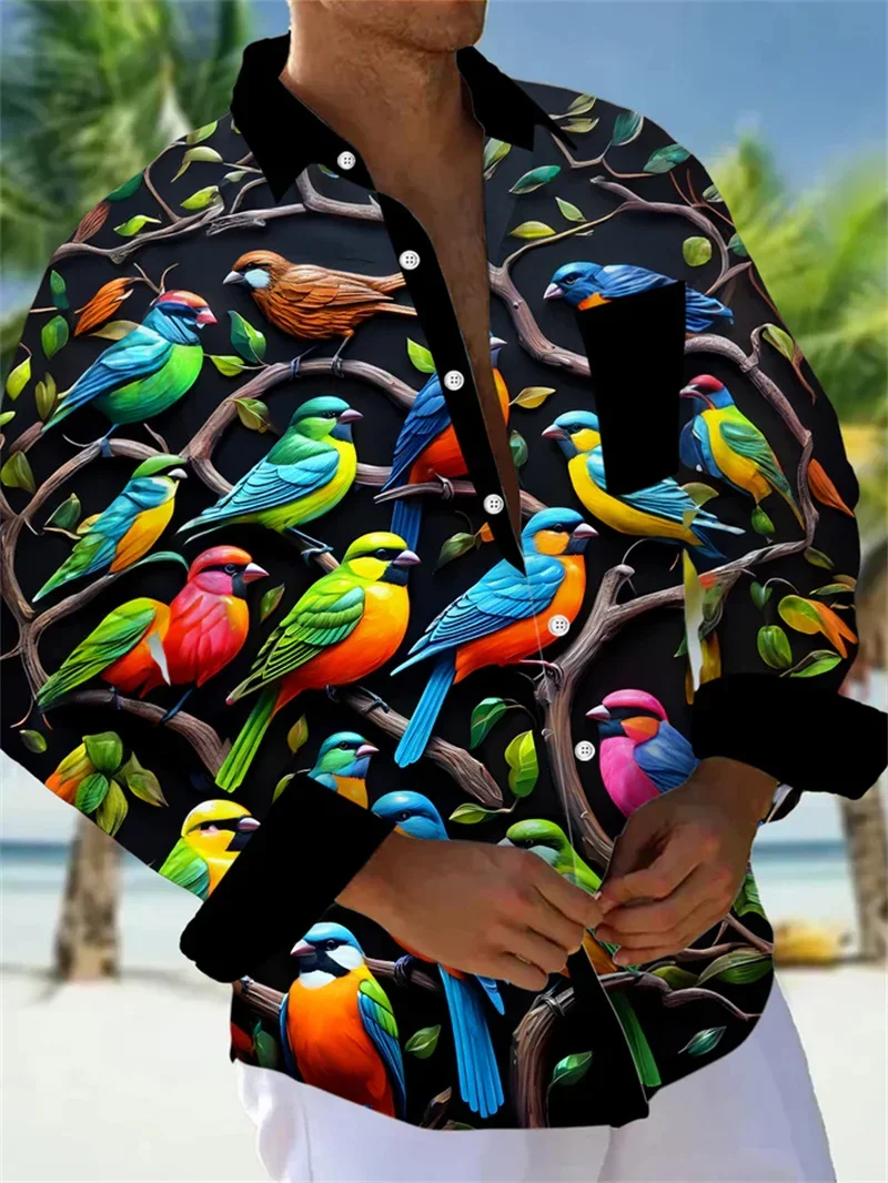 الرجال الملونة نباتات حيوانات الليمون ثلاثية الأبعاد قميص مطبوع الرجال موضة النمر الملك قميص عادية الشاطئ قصيرة الأكمام قميص طوق القميص