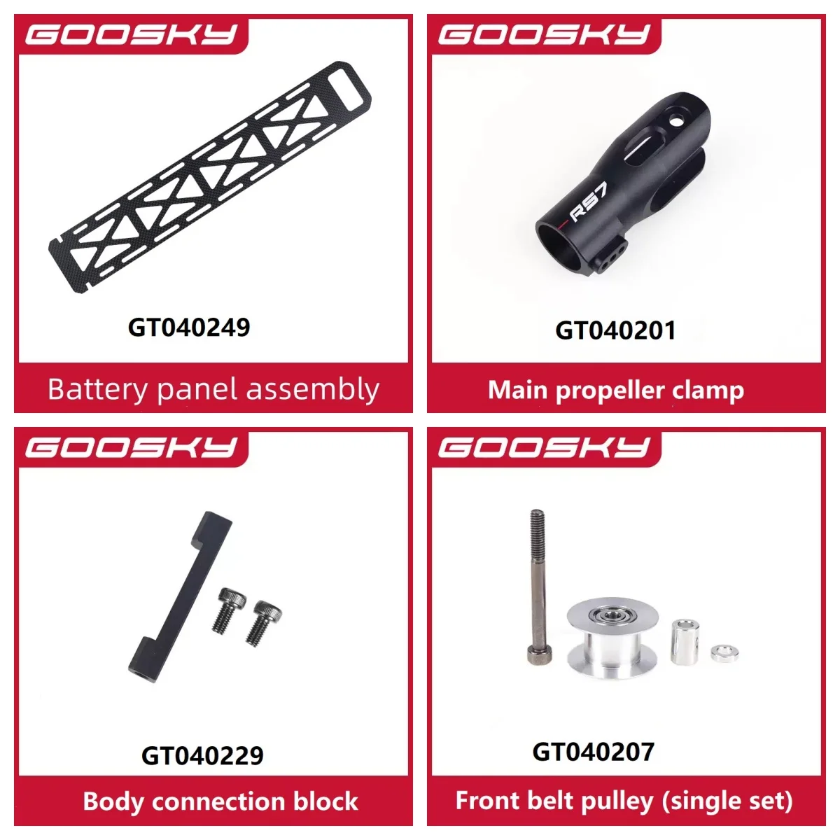 GOOSKY RS7Ultra RC Helicopter Upgrade Parts  Motor Gear  Side Plate  Servo Bracket  Tail Tube  Battery Buckle  Tail Arm