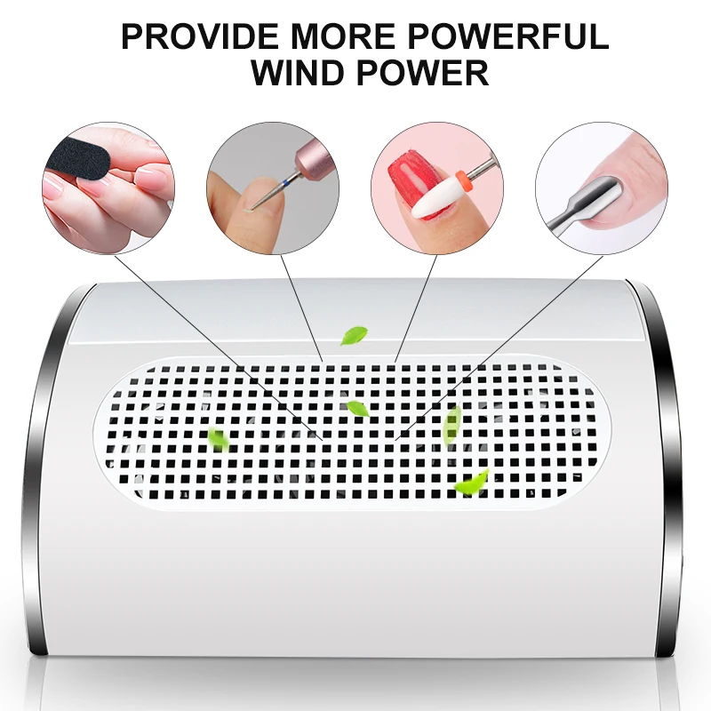 Nail Dust Collector Fan Manicure Machine Tools Strong Power Nail Vacuum Cleaner With Remove Filter Extractor Fan For Salon Tools