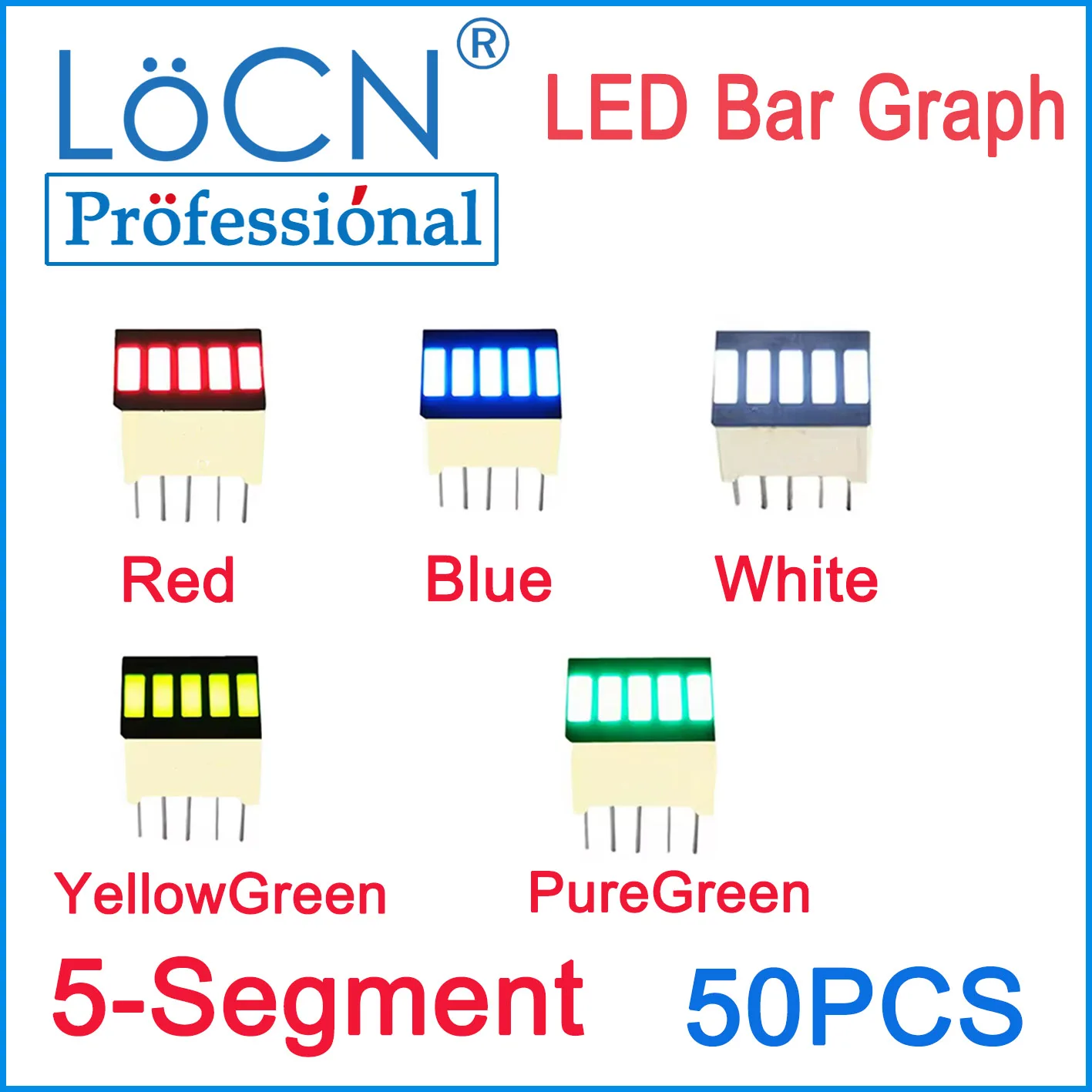 50 Stück LED 5 Segment LED Display Bar Licht ROT BLAU GELB REIN GRÜN WEISS Grafik DIY Modul 5-Segment Helles Licht