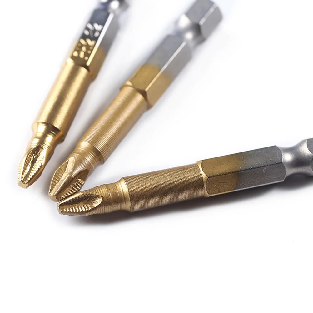 Juego de puntas de destornillador antideslizantes, 10 Uds., 50mm, recubiertas de titanio, herramienta de electricista de acero de aleación de alta precisión