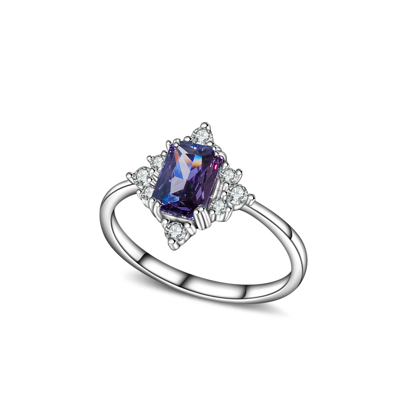 2024 Fashion New Europe and America 100% 925 Sterling Silver Amethyst and Zircon Ring Versatile High Quality Ring for Women